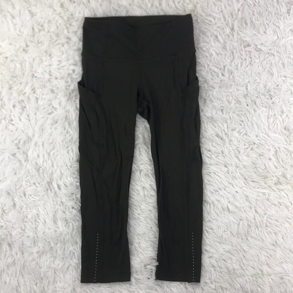 Lululemon Fast & Free Crop II *Nulux 19" Dark Olive - Picture 2 of 7